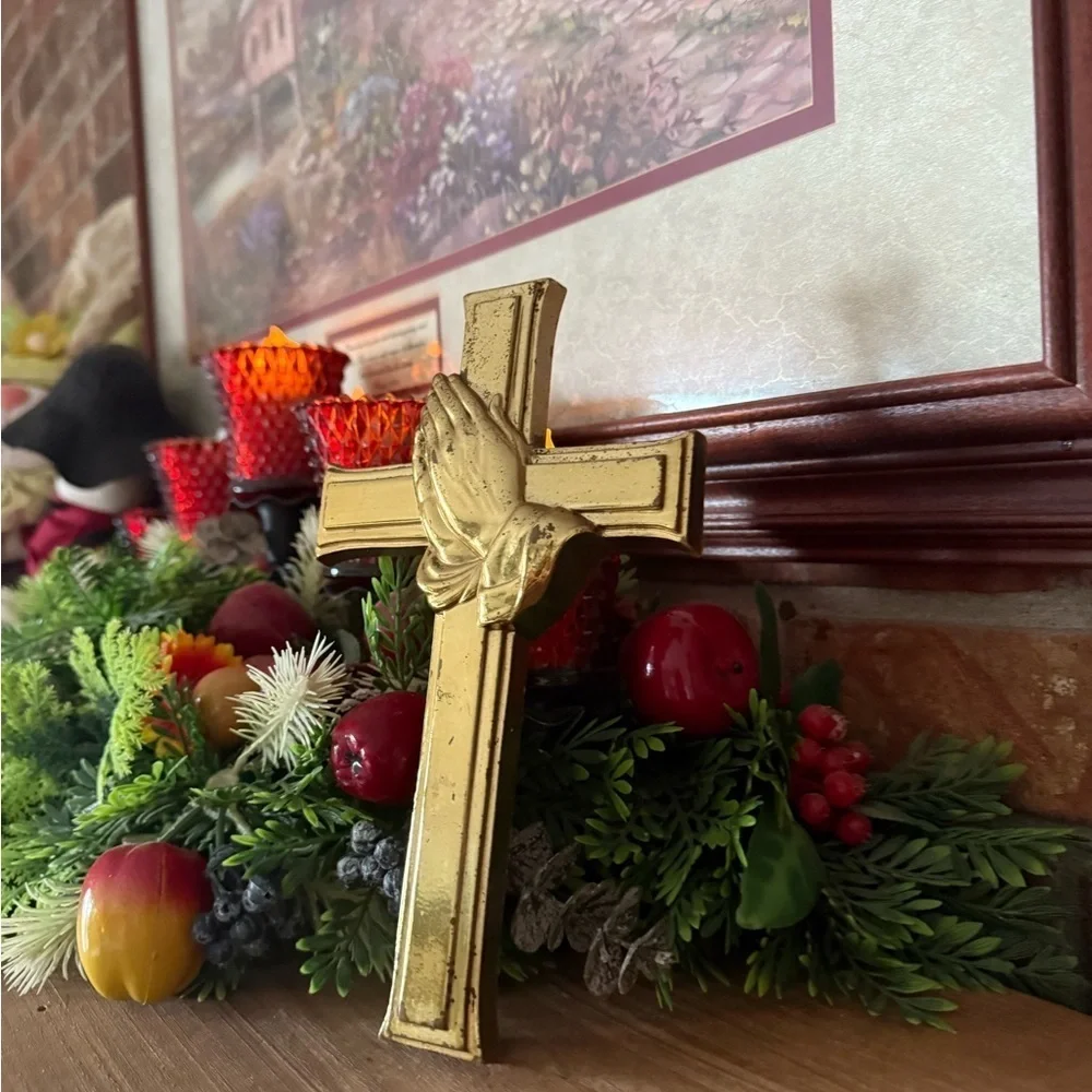 Vintage 1974 Gold Cross Decor Accent